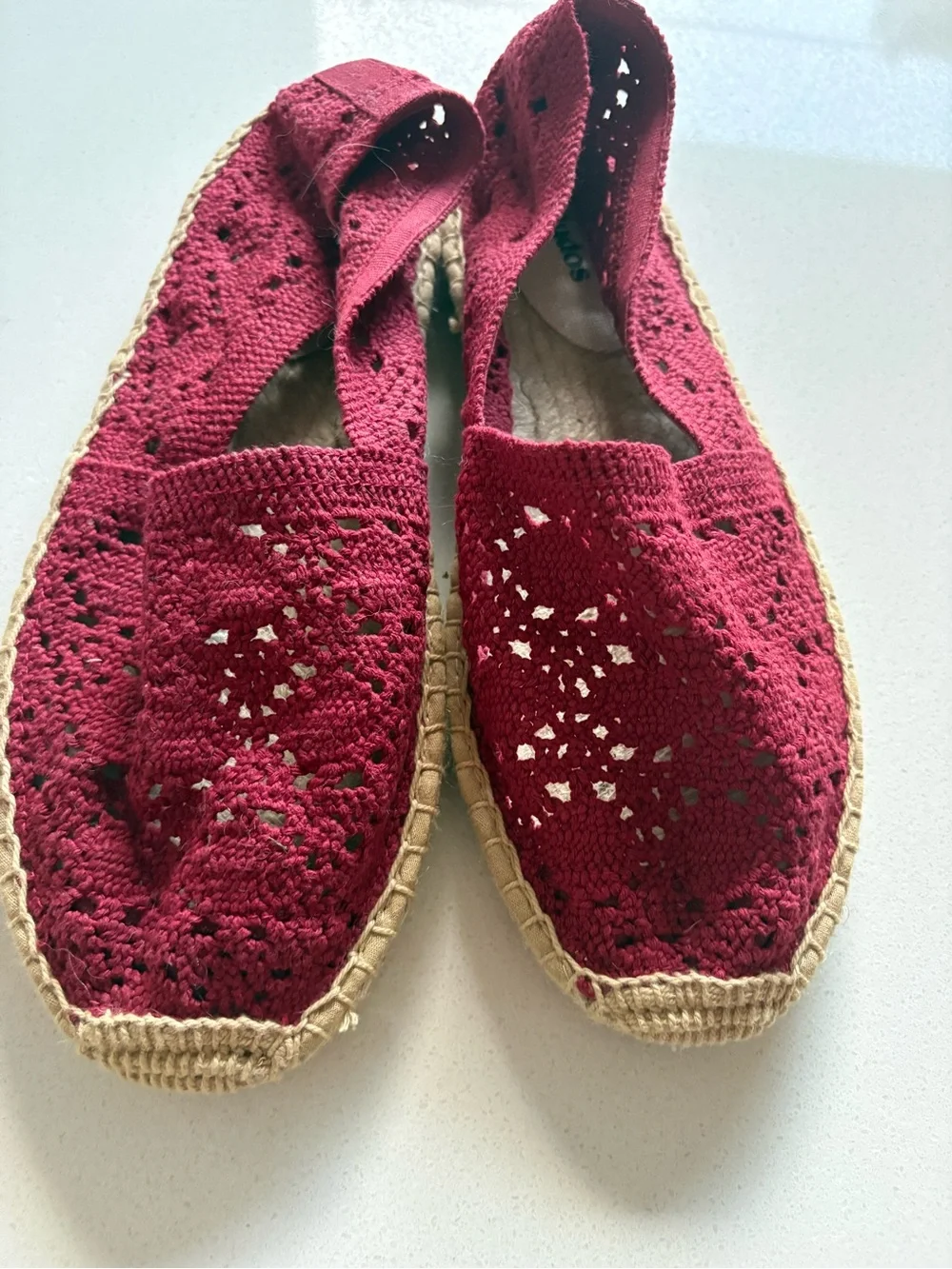 Soludos Crochet Espadrille Flats in Red, New sz 38